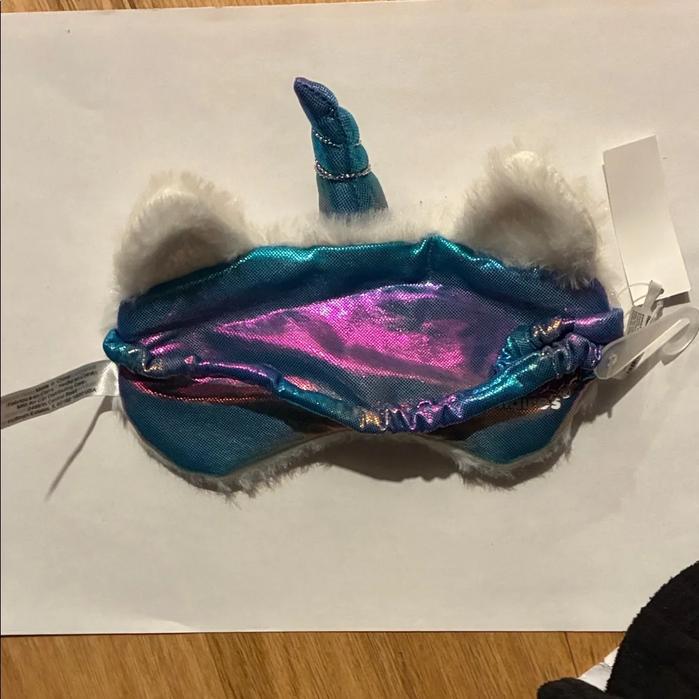 Claire's Fluffy Unicorn Face Mask with Blue Horn